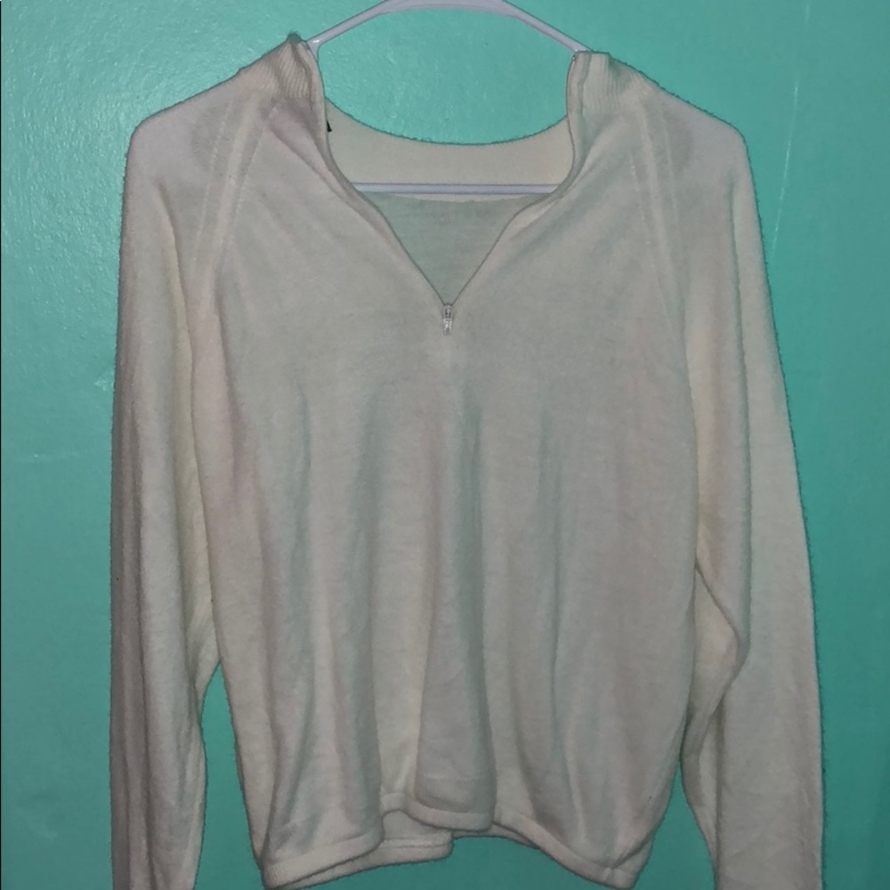 White zip up sweater